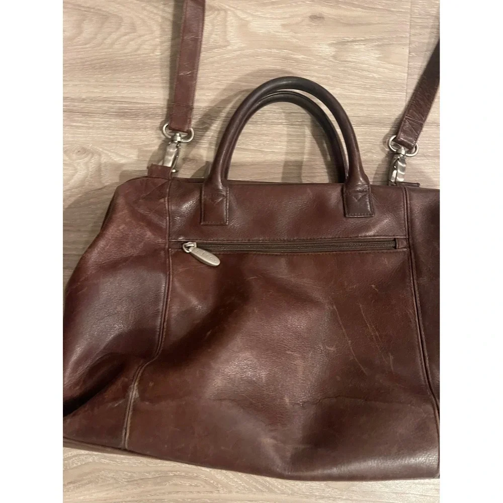 Vintage Leather J Jill Brown Satchel Large Tote Computer Bag Purse Teachercore